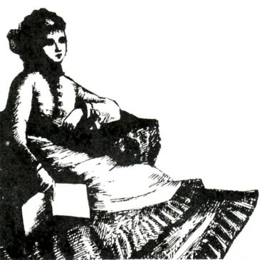 Victorian Woman With a Book Graphic